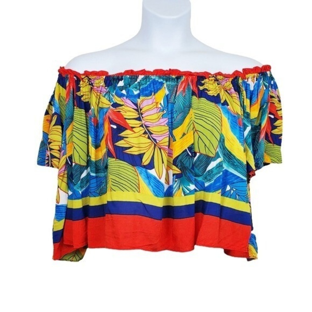 Plenty By Tracy Reese Womens Colorful Tropical Off The Shoulder Top Size MP